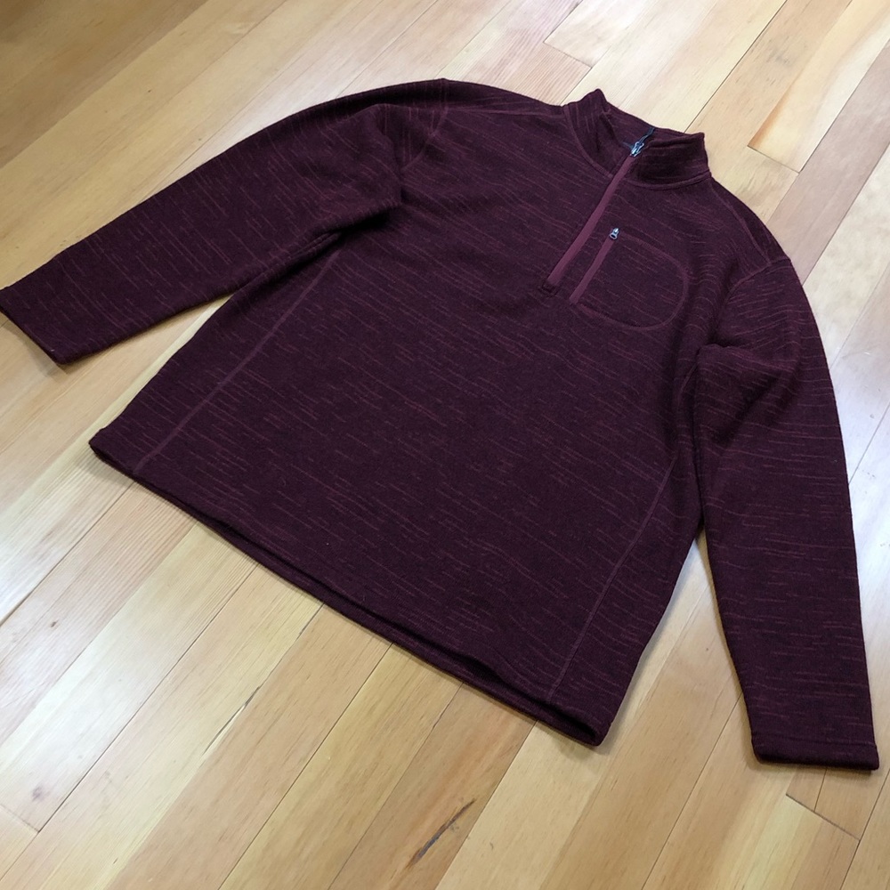 Men’s Rustic Ridge Maroon Fleece 1/4 Zip Casual Sweater NWOT Size XL